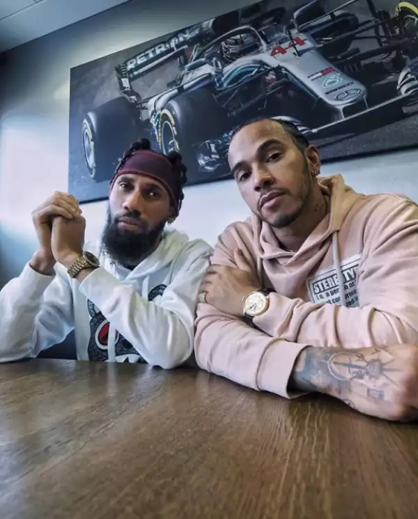 Phyno Hangs Out With British Racing Driver, Lewis Hamilton In Spain